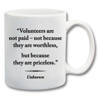 11 oz. Ceramic Mug With Quote"Volunteers Are Priceless"